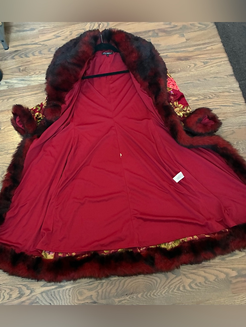 ✨ Rare Vintage Betsey Johnson Velvet Faux Fur Duster Coat - Late 1990s ✨ - Picture 5 of 5
